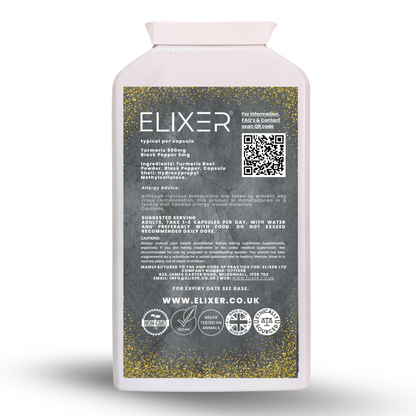 Elixer Turmeric 500mg with Black Pepper Extract 120 Capsules